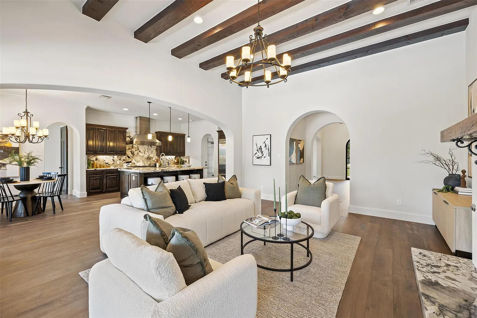 Beautiful clean living room with modern furniture